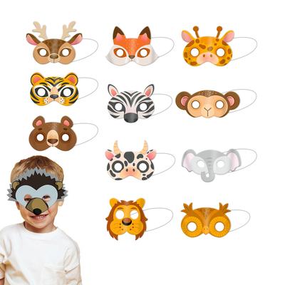 Dschungel-Safari-Motto-Party-Zubehör 12 Verschiedene Papier-Tier-Halbmasken für Kinderfeste Geburtstagsdekorationen
