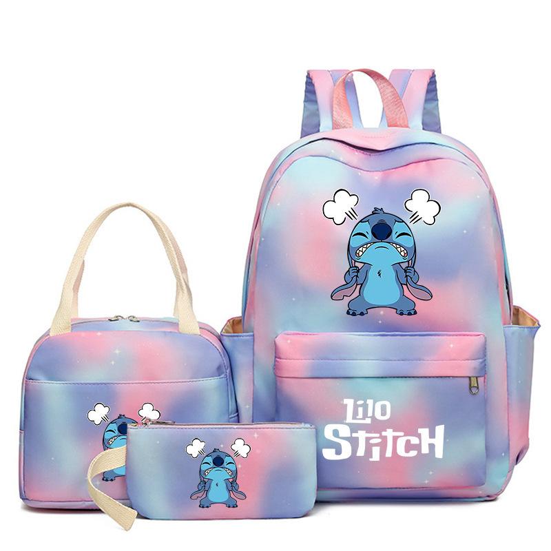 Cartoon Animation Schoolbag Large Capacity Primary And Secondary School Students Backpack Meal Bag Pencil Bag Three-Piece Set