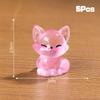 5Pcs Creative Cute Luminous Fox Animal Ornament Cartoon Mini Room Ornament Accessories Kawaii Desktop Resin Ornament Gifts