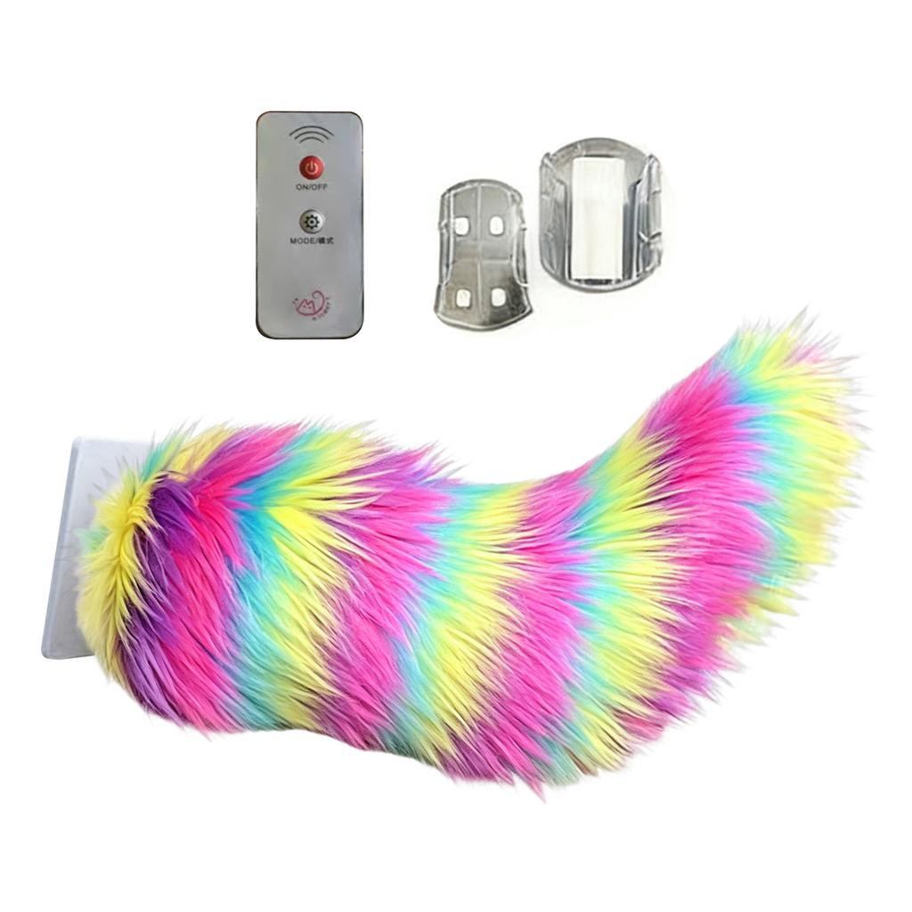 Dynamic Electric Plush Animal Tail For Car Exterior Decor Sound Activated Remote Control USB Charging Furry Tail Ornament
