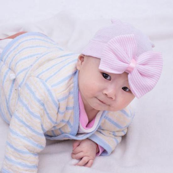 Baby Beanie Bowknot Rhinestone Cotton Soft Skin-friendly Knitted Hat for Party