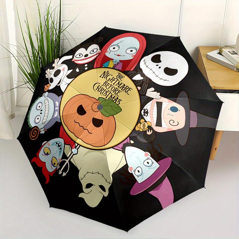 

Nightmare Before Christmas Themed Automatic Opening and Closing Folding Umbrella, Reinforced 8 Ribs, Compact Travel Design, Fashionable Fold