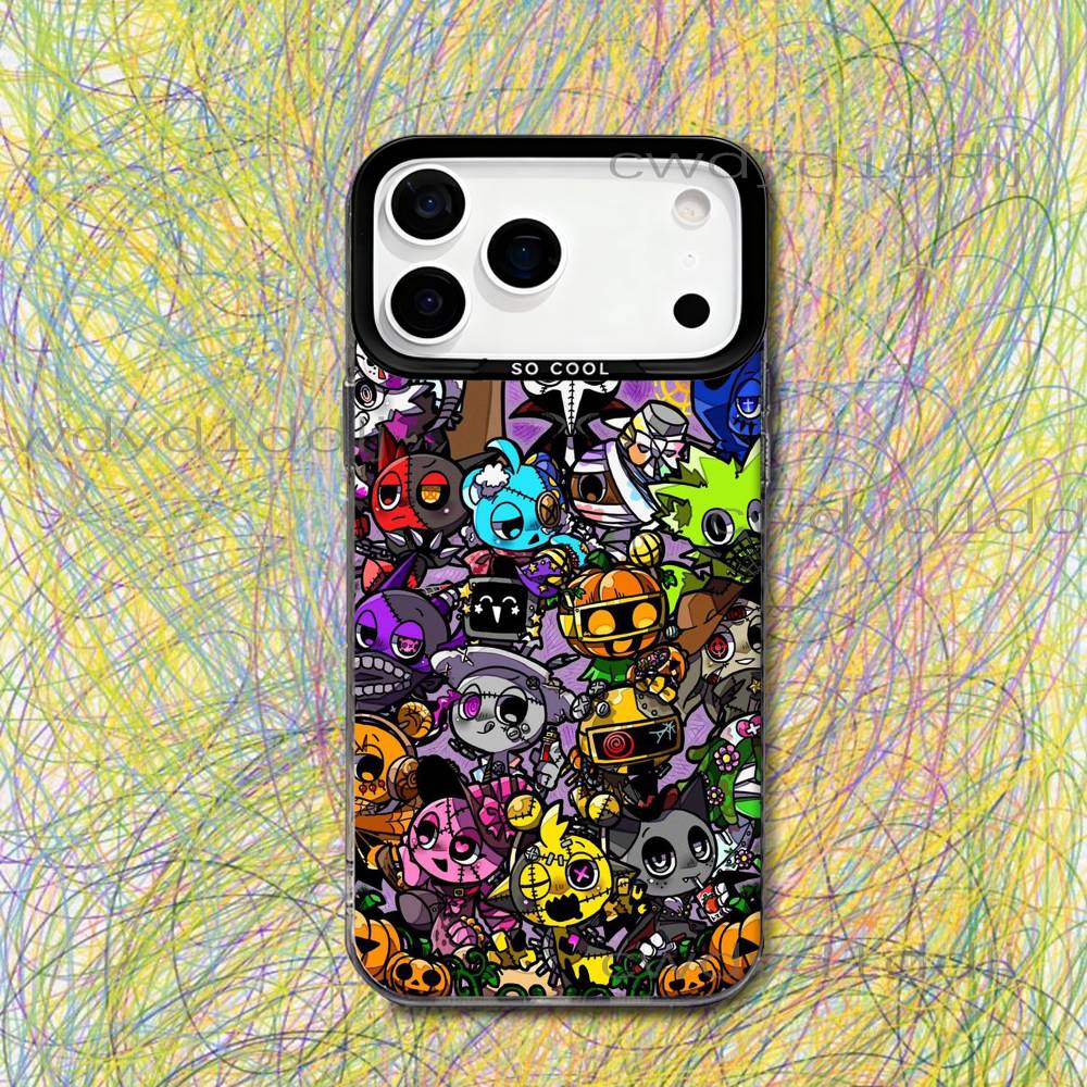

S-Sprunki Cartoon Phone Case For iPhone 17,16,15,14,13,12,11,X,8,7,Pro,Max,Plus,SE4,Air,Mini IMD Gray Hard Matte iPhone17pro