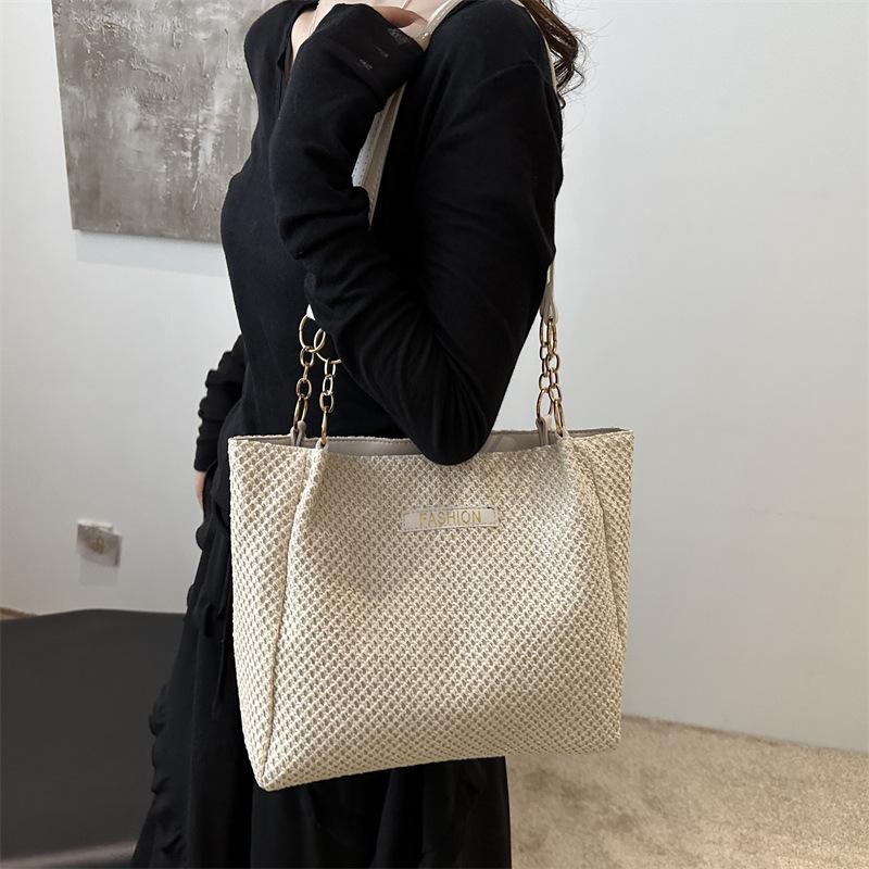 Women'S Bag Summer Fashion Small Tote Bag Textured Straw Shoulder Bag Niche Versatile Underarm Bag
