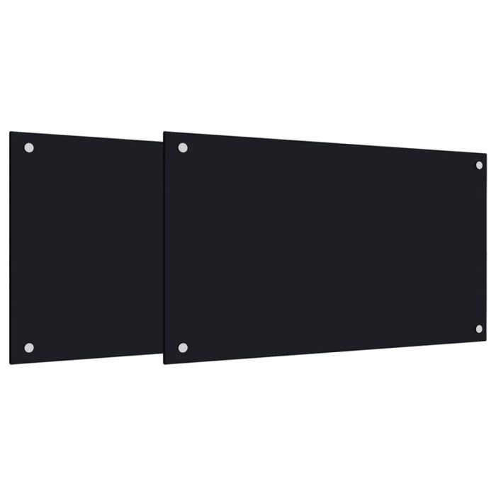 Kitchen Backsplashes 2 Pcs Black 70x50 Cm Tempered Glass