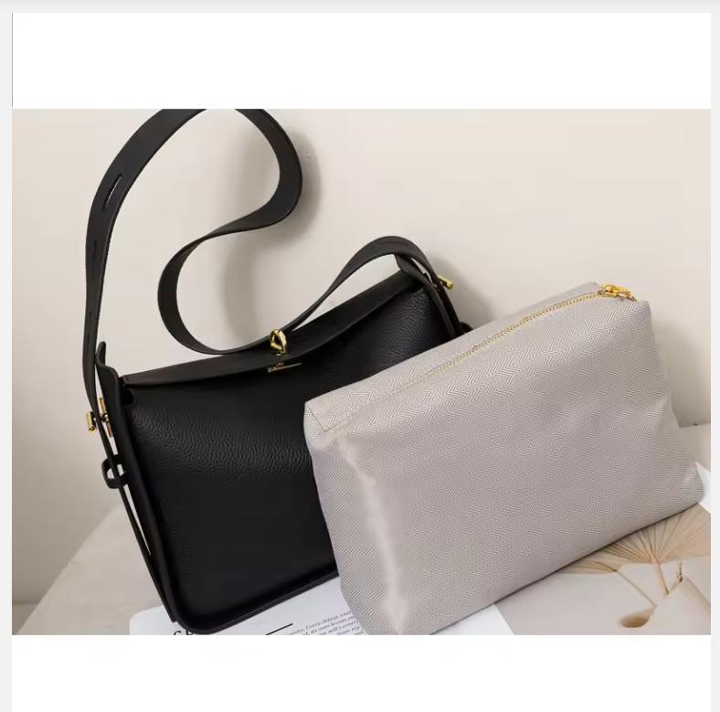 New Niche Luxury Designer Shoulder Crossbody Armpit Bag Head Layer Cowhide Leather Ladies Wide Shoulder Strap Large Capacity Bag