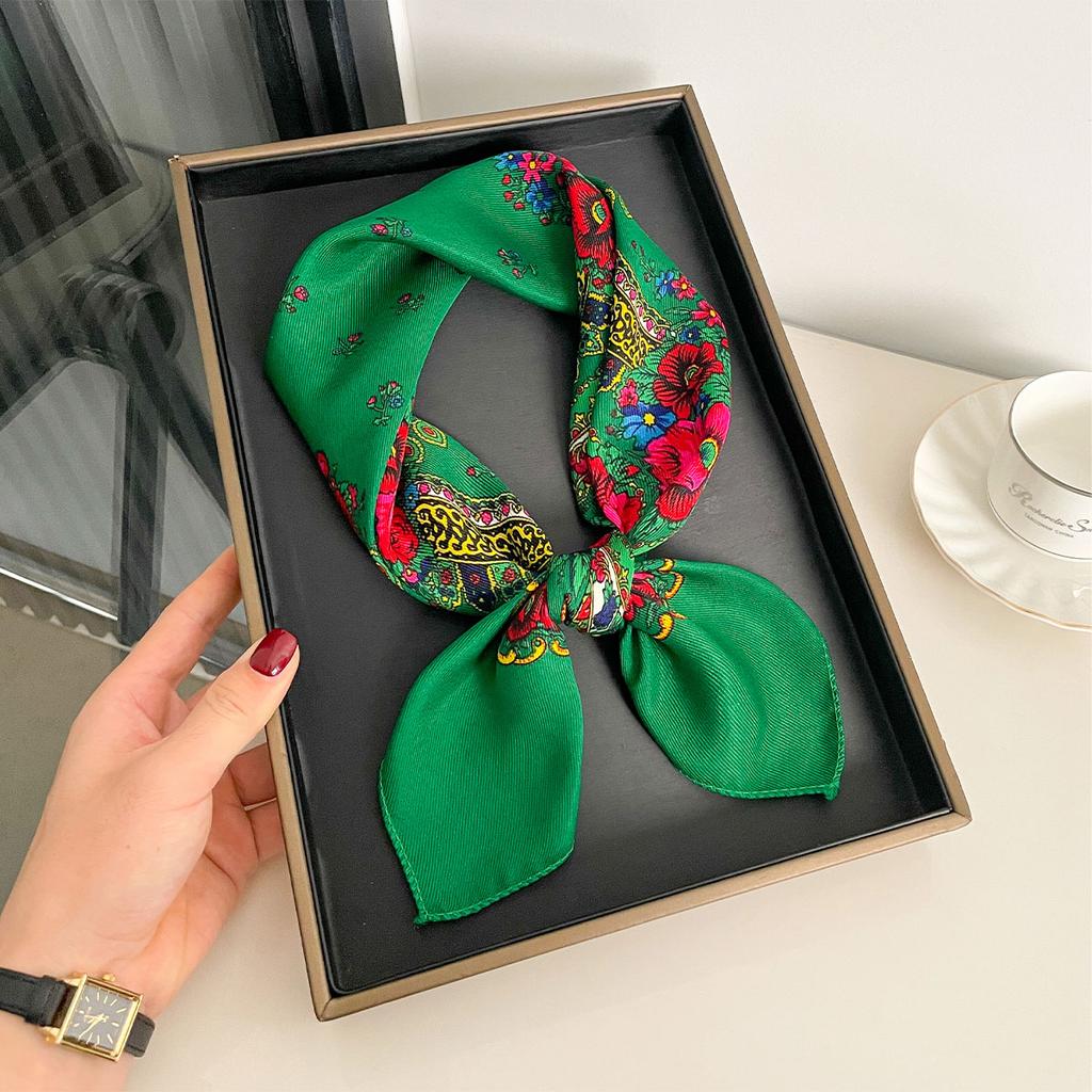 70X70Cm High-Quality Square Fashion Scarf Women Floral Cotton Bandanas Lady Scarves Hijab Headband Accessories Handkerchief Hair