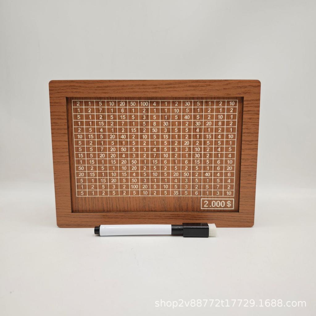 Wooden Piggy Bank Reusable Handmade Money Box, Piggy Bank with Saving Goal and Numbers To Check for Helps The Habit of Saving