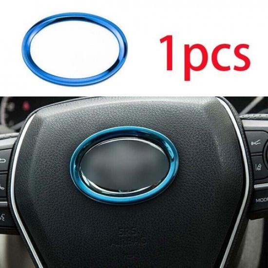 Blue For Toyota Camry 2018- Steel 1pc Inner Steering Wheel Horn Ring Trim