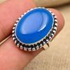 Blue Chalcedony Gemstone Handmade 925 Sterling Silver Wedding Jewelry Ring