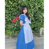 Alice In Wonderland Halloween Cosplay Dress Lolita Maid Outfit Short Sleeve Sweet Princess Costume Blue Set