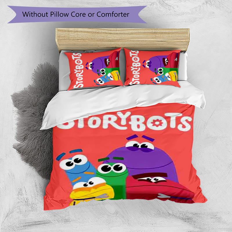 Ask the StoryBots 3pcs Bedding Set Duvet Cover Closure Includes 1 Duvet Cover & 2 Pillowcases for All Seasons Bedroom Home Dorm Decor