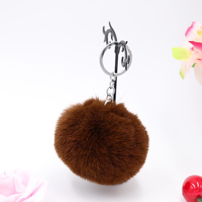 8CM Fluffy Rabbit Fur Ball Key Chain Cute Candy Colors Pompom Artificial Rabbit Fur Keychain Women Car Bag Key Ring