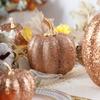 7PCS Gold Glitter Plastic Pumpkin Set for Autumn and Halloween Suitable for Seasonal Tabletop Mantel and Shelf Decorations