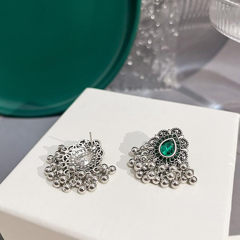 Vintage Fringed Bohemian Stitching Stud Earrings Round Exotic Earrings For Women