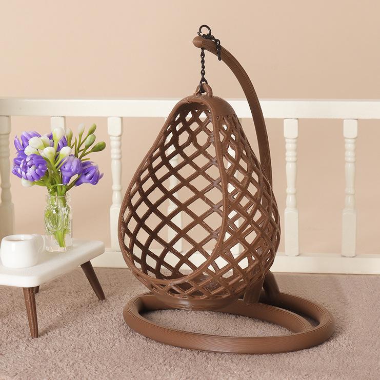 Dollhouse Hanging Basket Ornament - Miniature Swing Chair Decor for DIY Sandbox Furniture