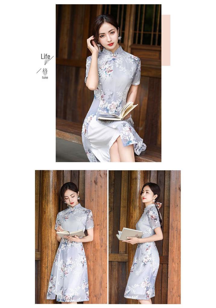 2023 Elegant Embroidered Cheongsam Dress for Women: New Style, Gentle & Youthful, Perfect for Mother's Wear