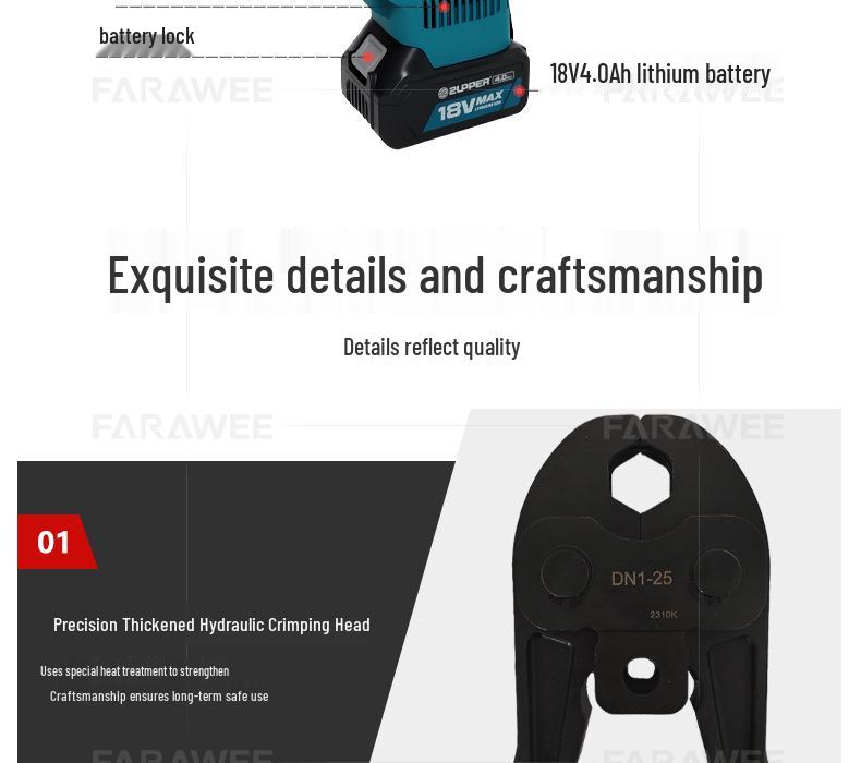 ZUPPER PZ-1550 Stainless Steel Cordless Electric Pipe Press Tool by Jūlì Tools