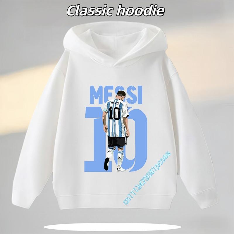 Messi Children's Hooded Sweatshirt Boys' Sport Shirt Casual Jacket Football Star Cartoon Print Autumn/Winter Long-Sleeve Coat