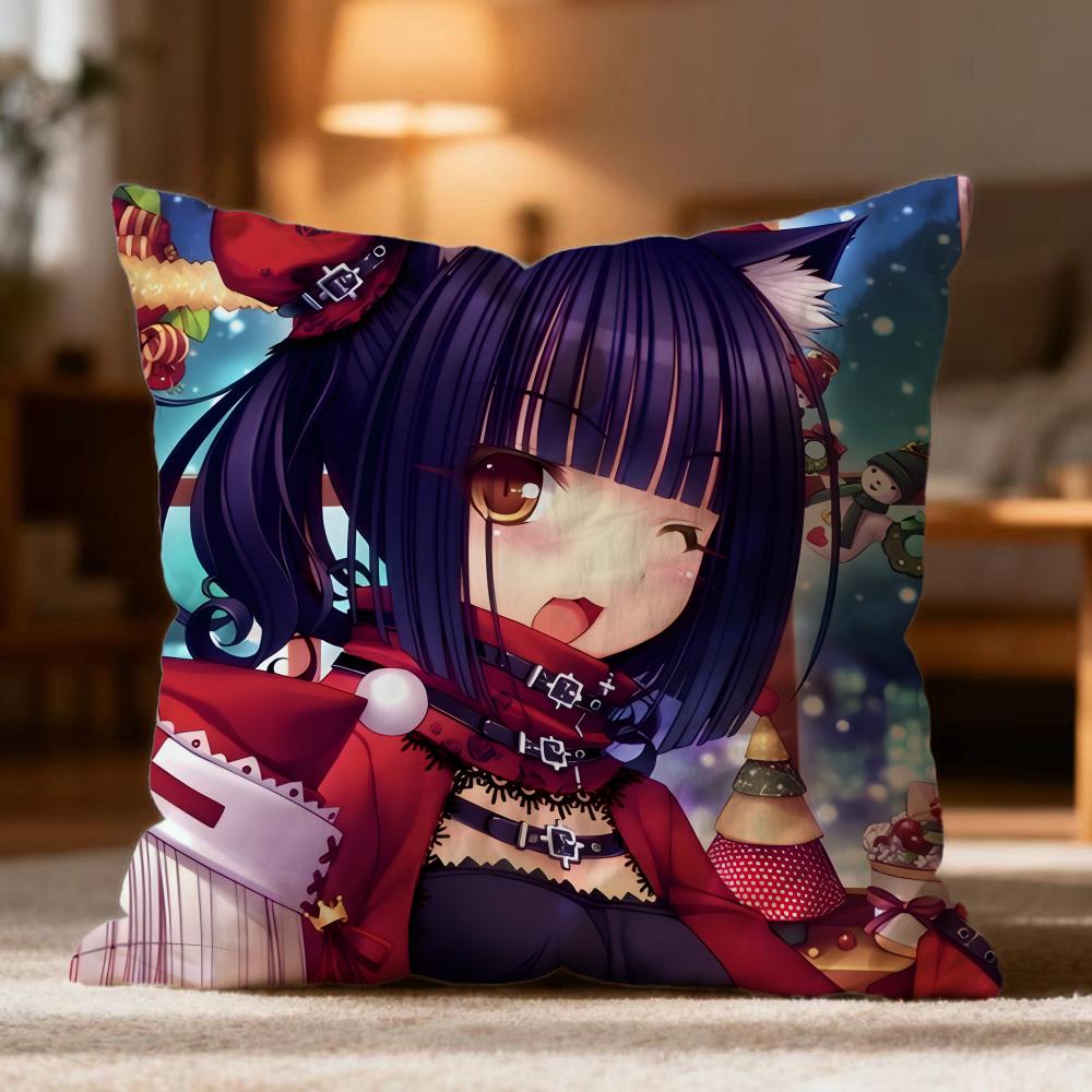 Popular N-NNekopara Cushion Cover Soft Washable Pillow Case Multi-Scene for Couch Bed Travel Office Use