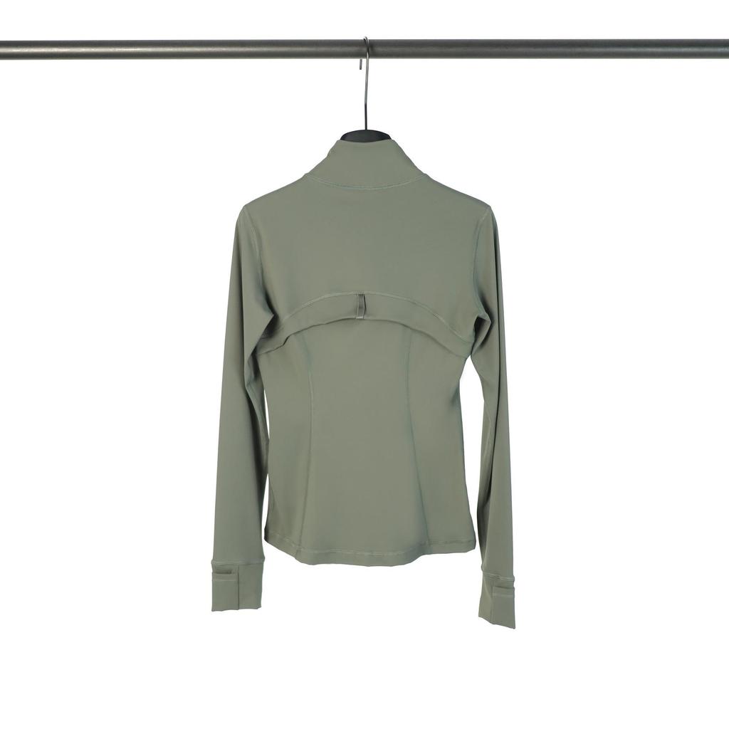 In Stock: LU Women's Slim Fit Yoga Jacket with Gold Zipper - Stand Collar Running Top