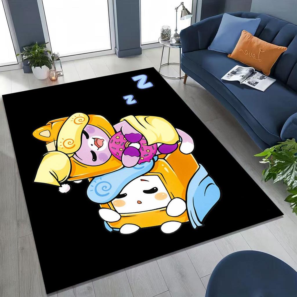 Tappeto Cartoon Lankybox Carino Foxy Boxy Rocky per Camera da Letto Soggiorno Divano Casa Zerbino Decorazione, Tappetino Pavimento Grande Antiscivolo per Bambini