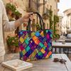 Bohemian Patchwork Canvas Tote Bag Casual Large Capacity Daily Shoulder Handbag for Women