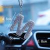 Bling Car Letter Charm Faux Crystal Letter Pendant Car Rear View Mirror Hanging Rhinestone Alphabet Ornament for Car Tree Accessory