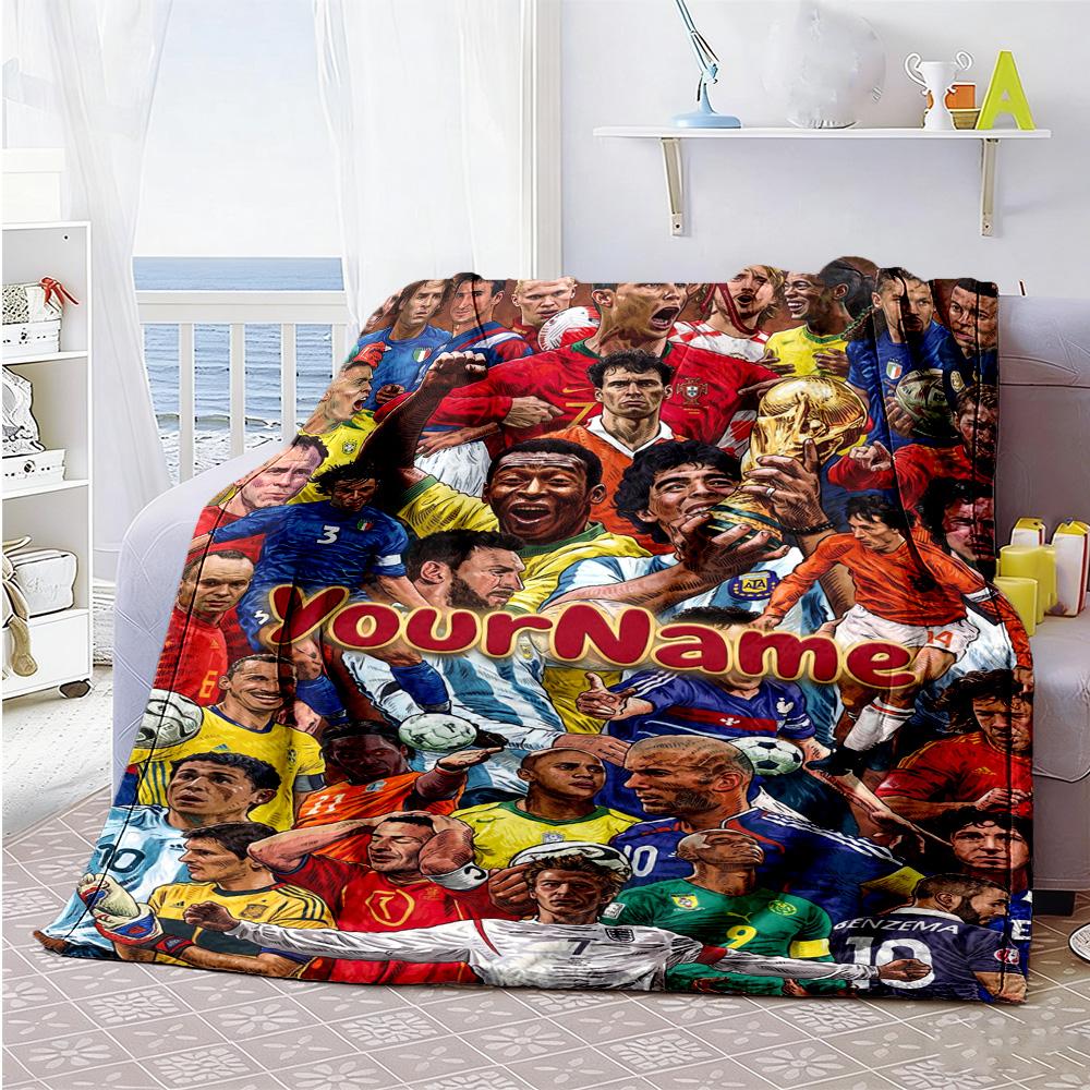 Atletico Madrid Customize Text Blanket Gift Customizable Blanket Comfortable Perfect for Office Chair Nap Livingroom Picnics Four Seasons Universal