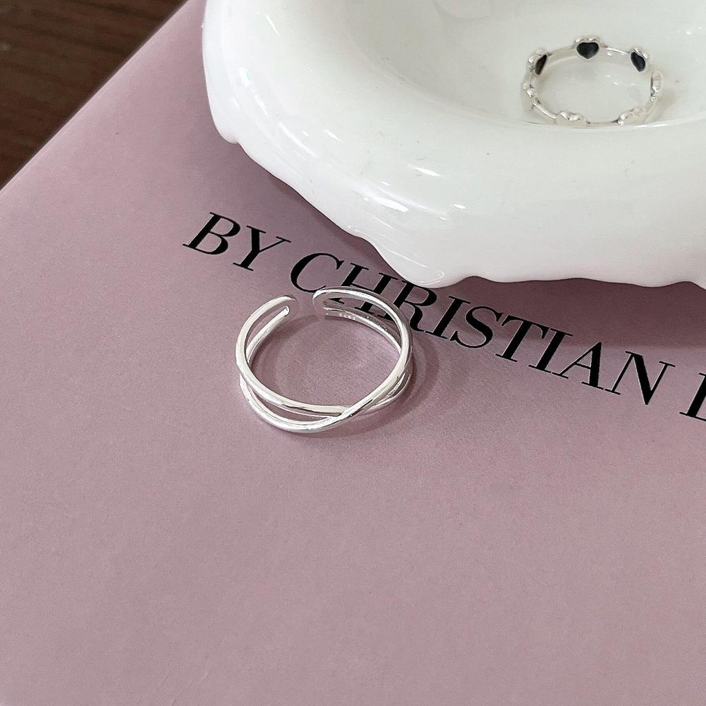 Yinruitai S925 Sterling Silver Korean Heart Design Thin Band Ring for Women