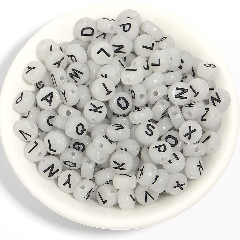 100pcs/Lot Mixed Round Flat Acrylic Letter Beads Alphabet Digital Cube Loose Spacer Beads For Jewelry Making Diy Bracelet