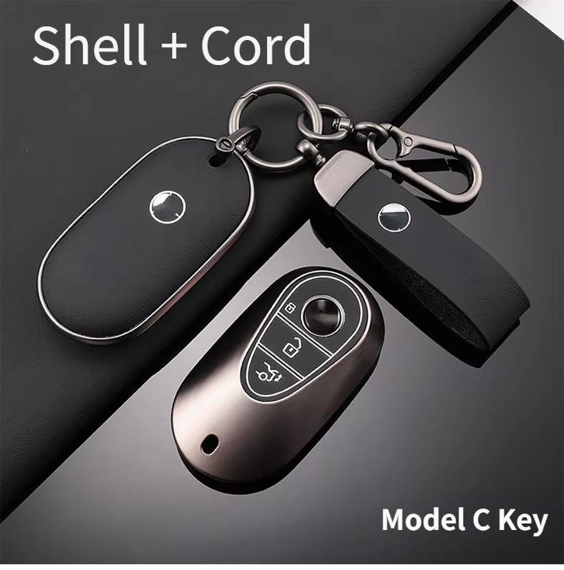 For Mercedes-Benz TPU Car Key Cover E-Class/Class E300L/C260L/A200L Car Key Decorative Leather Pattern All-Pack Protective Case