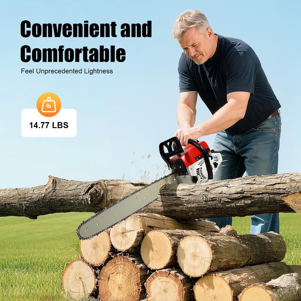 YIYIBYUS 52CC HandheldGas Powered Chainsaw Gasoline Chainsaw Cordless Petrol Gas Chain Saw for Tree Wood Cutting 7500rpm