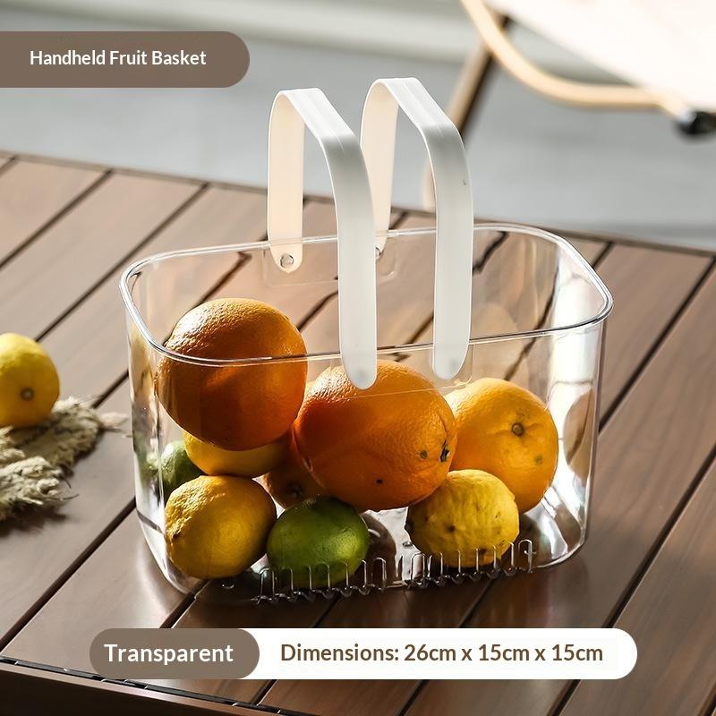 Clear Portable Drain Basket With Soft Handle Food-Grade Storage Basket For Kitchen, Picnic, Fruit & Bathroom Toiletries