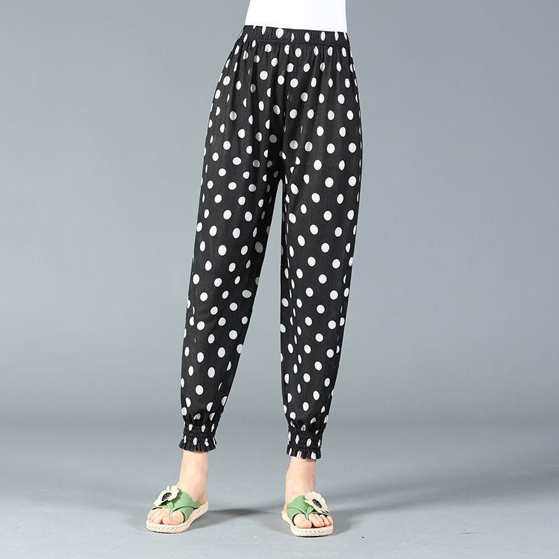 Bloomers Women's Summer Thin Section Flower Pants Large Size Loose Women's Pants Straight Nine-point Pants