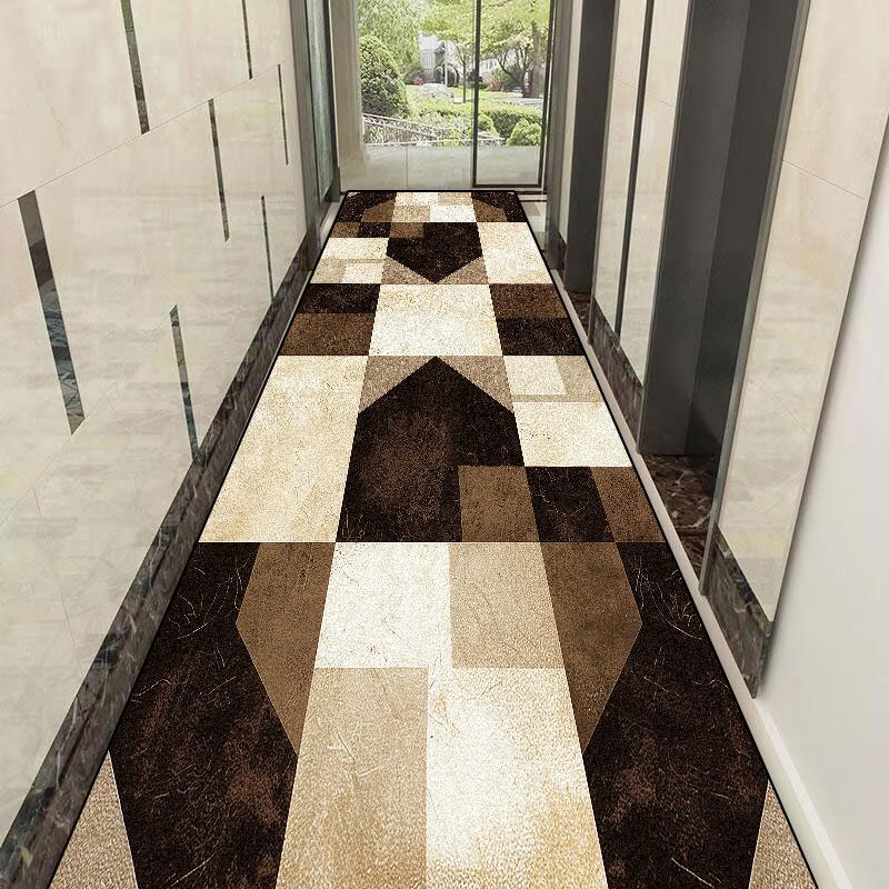 Modern Light Luxury Long Corridor Carpet Living Room Hall Decoration Runner Rug Non-slip Washable Kitchen Mat Size Customized