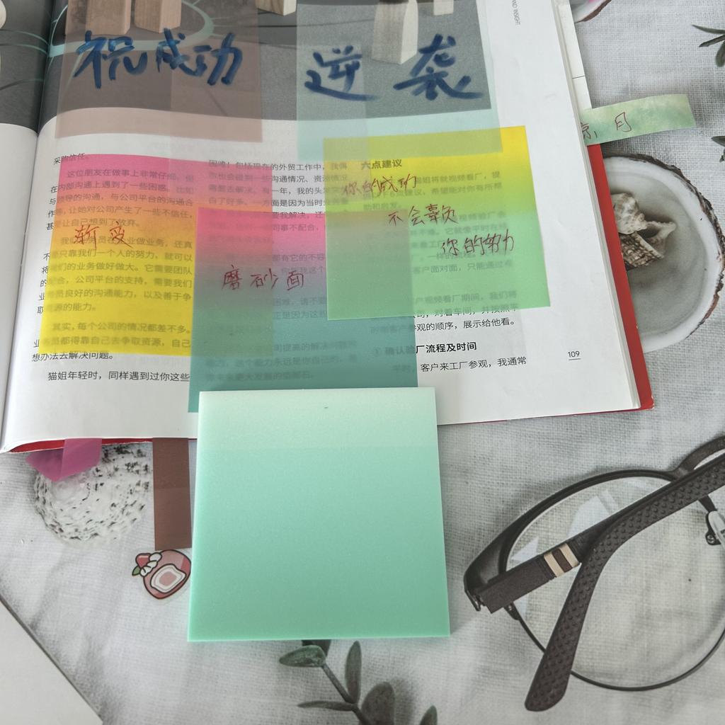50 Sheets/pad Transparent Sticky Notes Pad Waterproof Self-Adhesive Clear Memo Message Reminder Home Office School Supplies