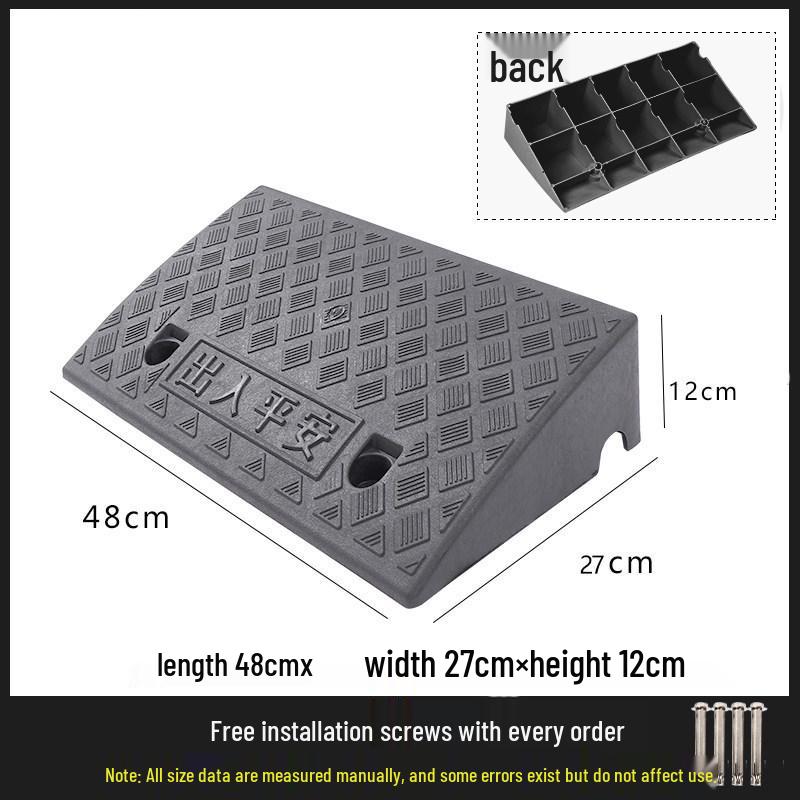 Car Curb Ramp: Plastic Step Pad for Sill, Edge, or Slope, Ideal for Uphill Climbing and Speed Bump Triangle Pad