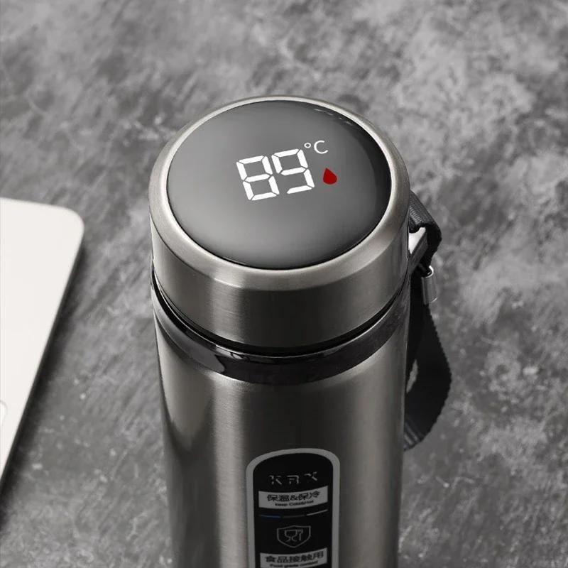 1Ssticlă termo din oțel inoxidabil cu afișaj cu LED pentru temperatură Sus304 Sticla de apă pentru ceai Balon cu vid Cești portabile Sticle termo