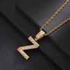 26 English Letters Pendant Necklace Copper Inlaid Zircon Versatile Jewelry Necklace