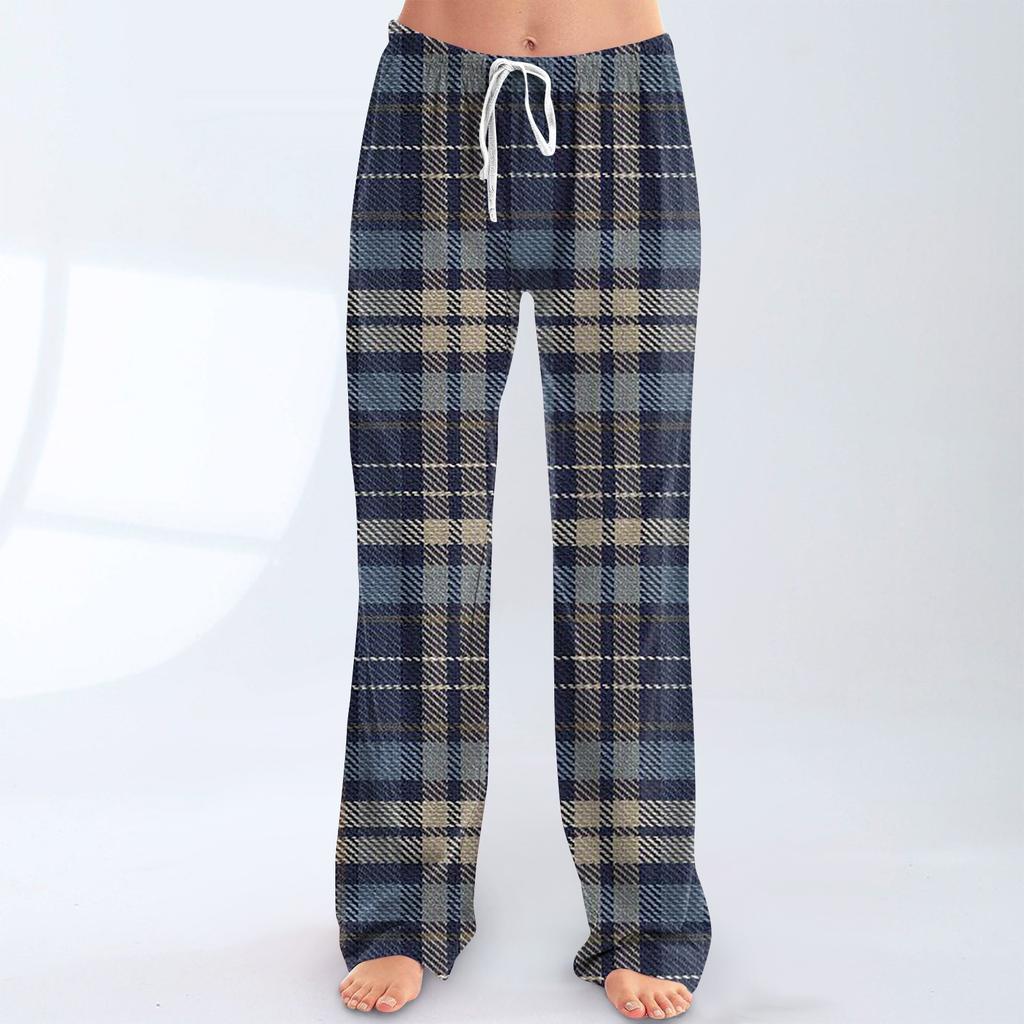 Womens Pajama Pants Sleepwear Casual Drawstring Elastic Waist Pants Comfy Straight Yoga Loose Trousers