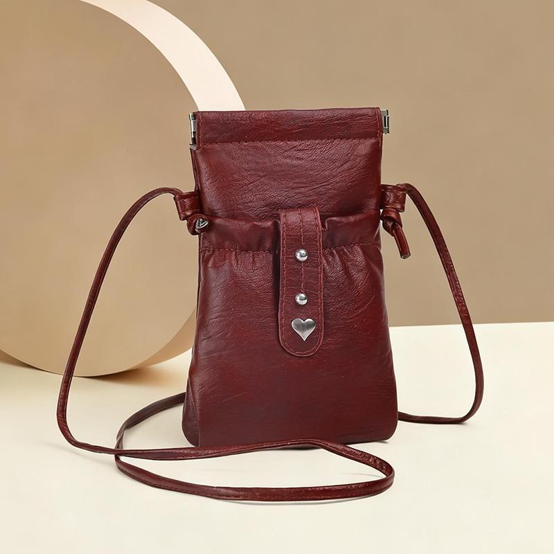 PU Handy-Tasche Damen Kleine Tasche Einfarbige Umhängetasche