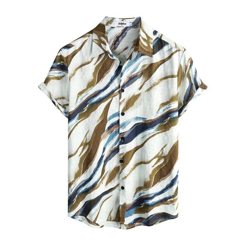Herren Casual Hawaiian Blumenhemden 3D Vollprint Kurzarm Button-Down Tropische Strandhemden für Männer Camisa Manga Masculina