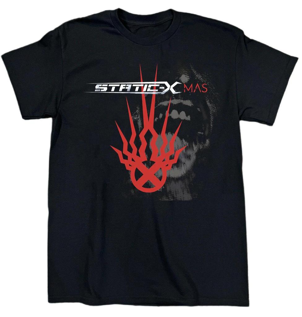 Nuova T-shirt Nera in Cotone Pesante di Tutte le Taglie della Collezione Album della Band Static X