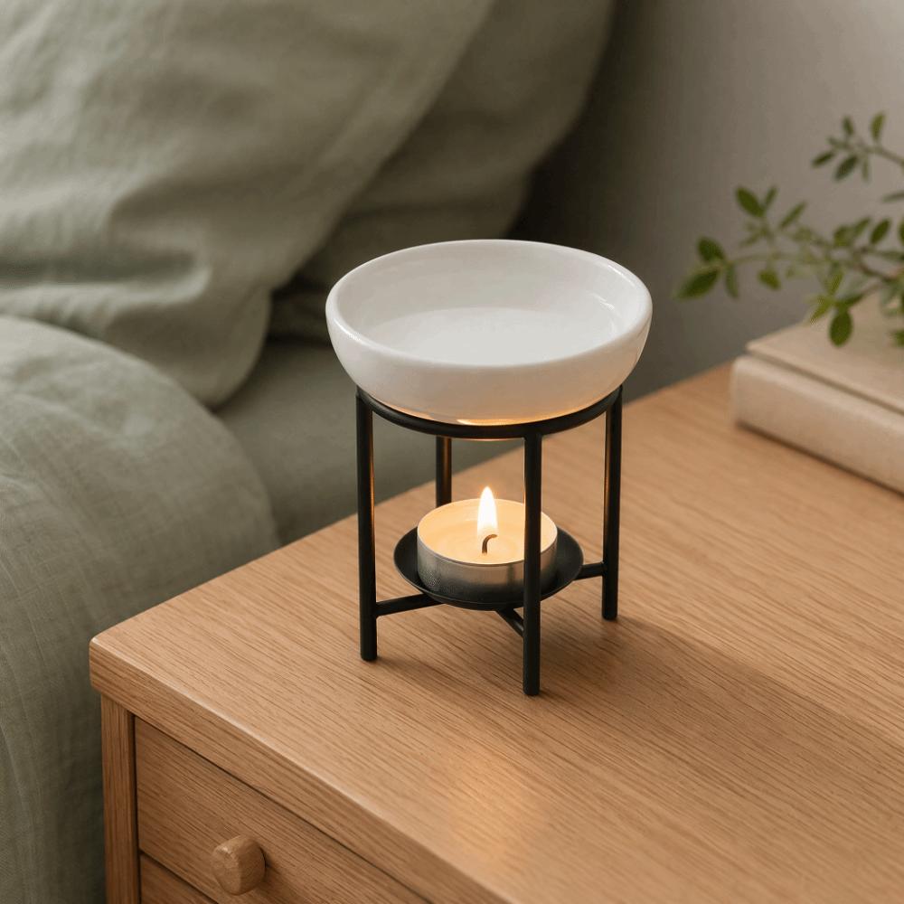 3.15x2.17in Tabletop Aromatherapy Bowl Black Dry Burn Wax Heater  Office Indoor Layout