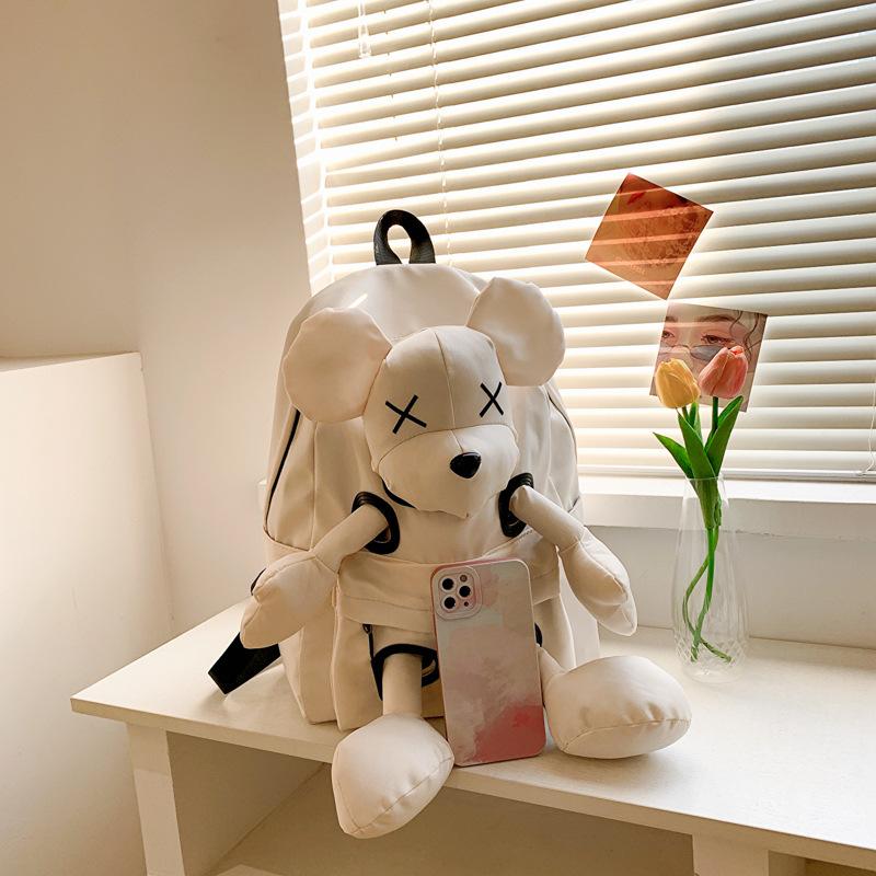 Doll Teddy Bear Backpack, Women s Backpack, Cartoon Cute Animal Bag, Student Backpack белый