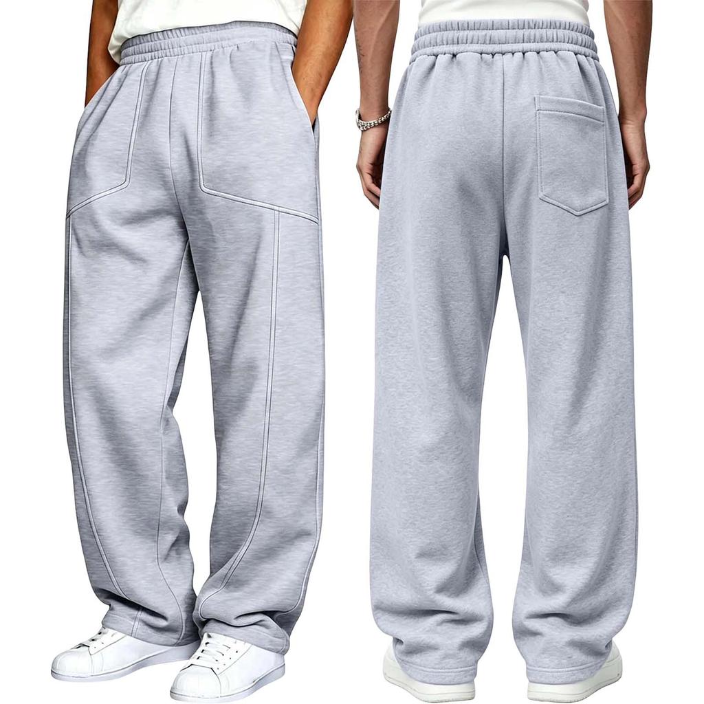 Men's Casual Straight Leg Sweatpants with Elastic Waistband for Daily Wear