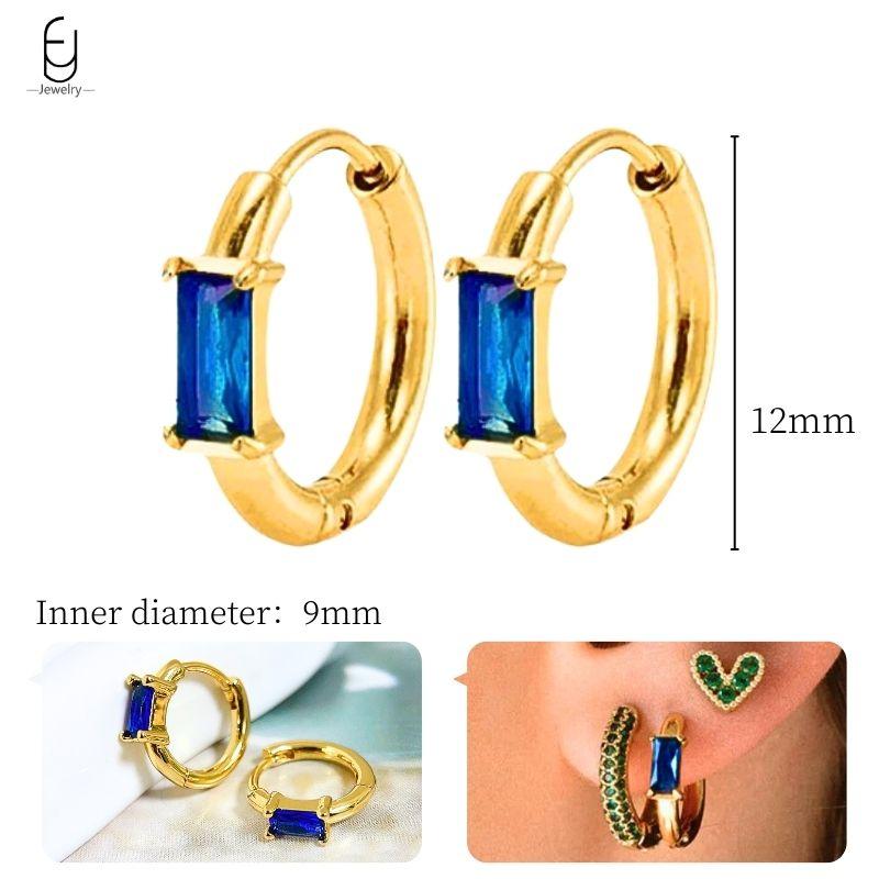 925 Silver Ear Buckles Fashion Hoop Earrings Dark Blue Crystal Pendant Gold Earrings High Women's Jewelry Luxury Gifts