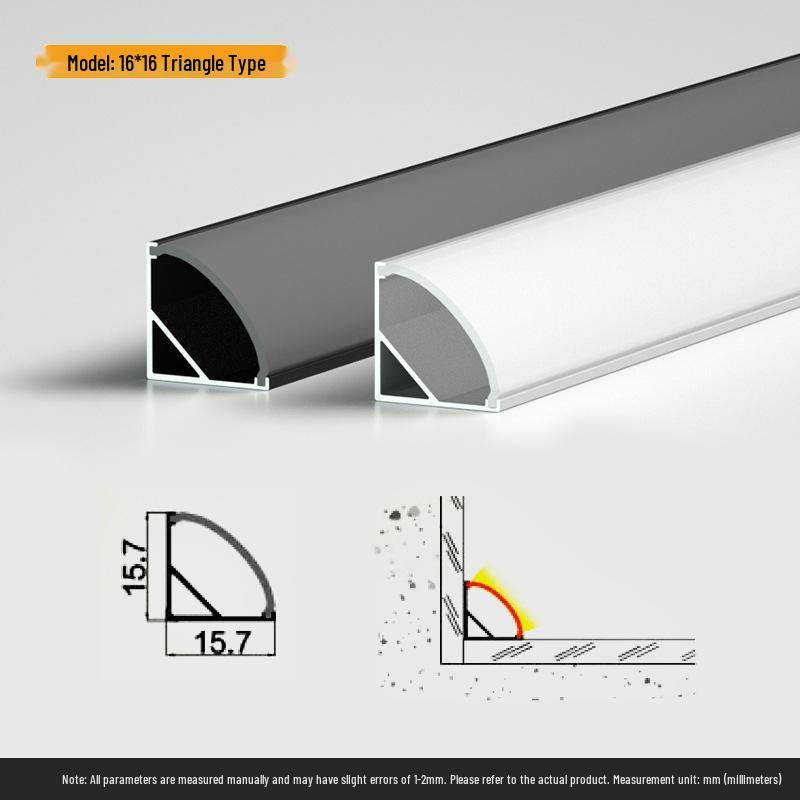 Dreieckiger V-förmiger LED-Lichtkanal, 45° Winkel, Hohe Helligkeit, Kein Nuten erforderlich, Lineare Seitenlichtquelle aus Aluminium.