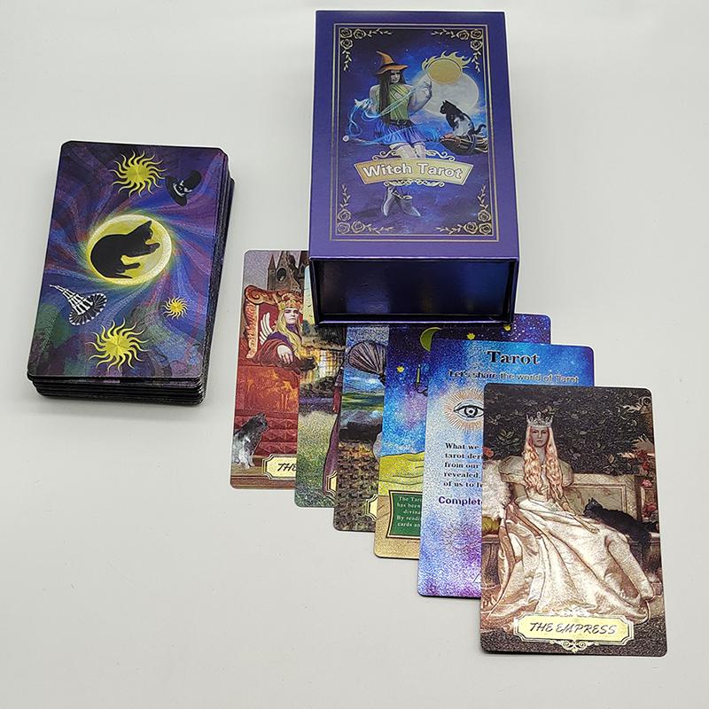 Neues Muster Goldfolie Tarotkarten Hexe Göttlich Prädiktives Brettspiel Wasserdicht Geheimnis Deck Für Anfänger Und Sammler